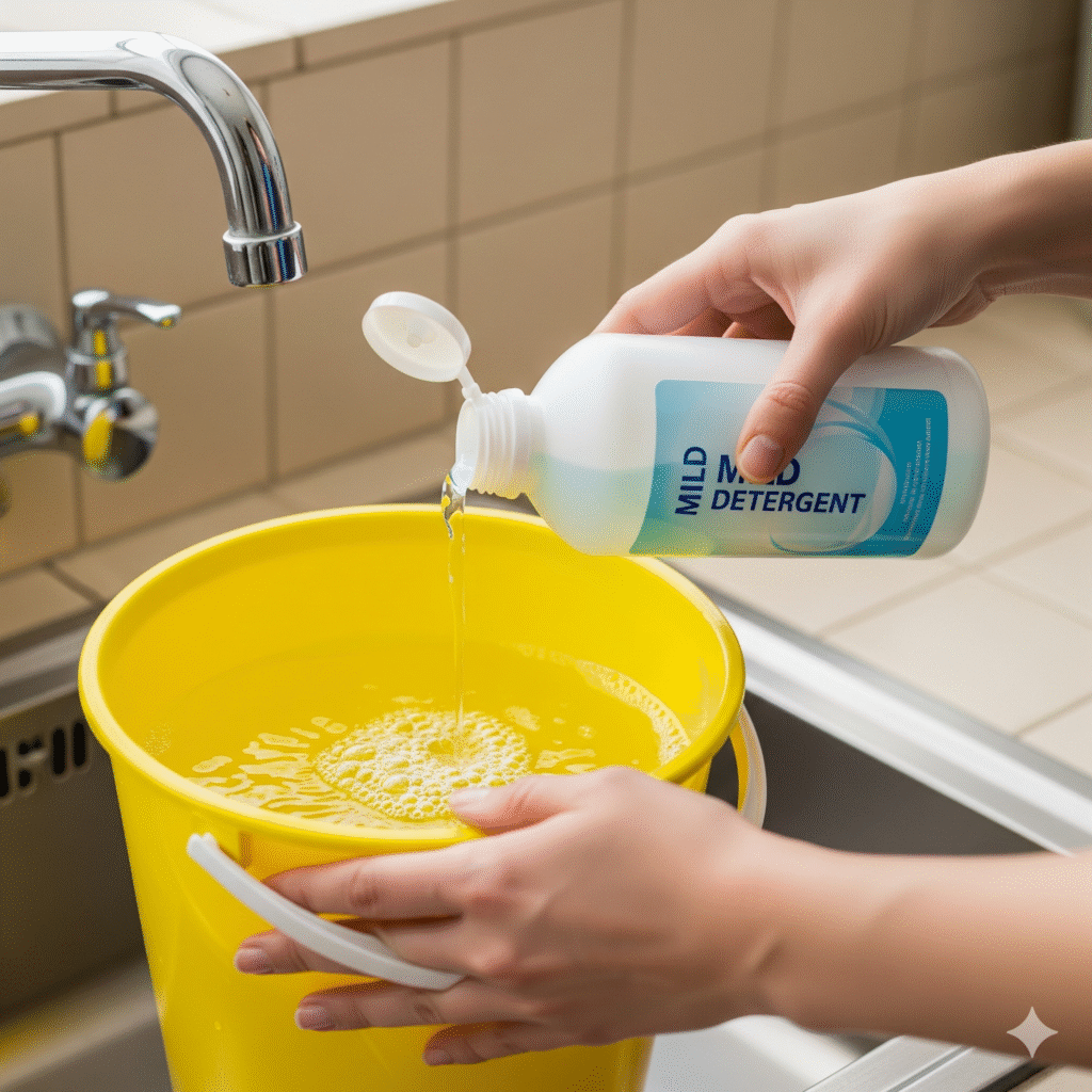 prepare mild detergent solution
