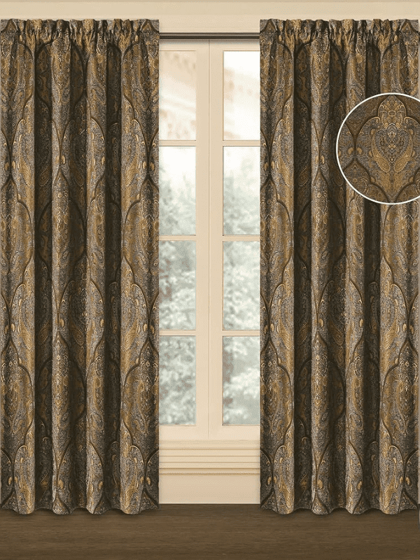 Golden Brown Jacquard Curatains
