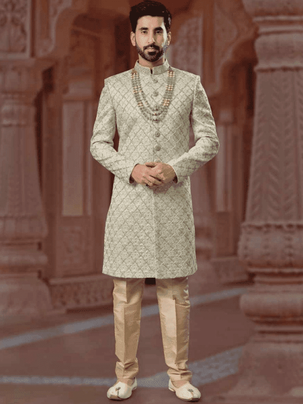 Sage Green Brocade Sherwani