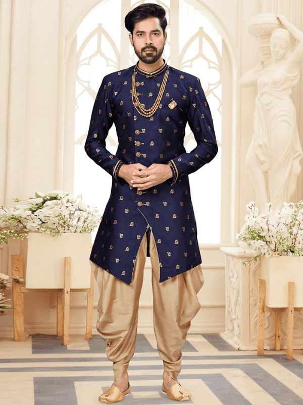 Navy Sherwani with Dhoti