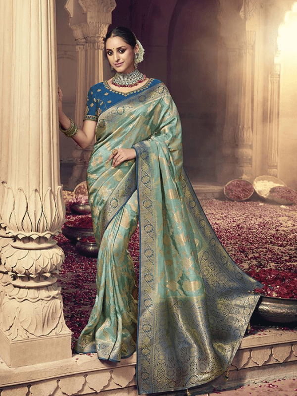 Mint Green Organza Saree